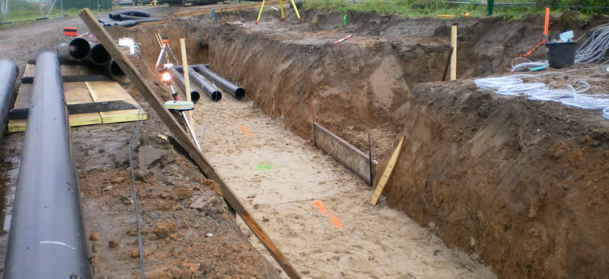 Start Einsanden erster Bettungsmaterialabschnitt Sand