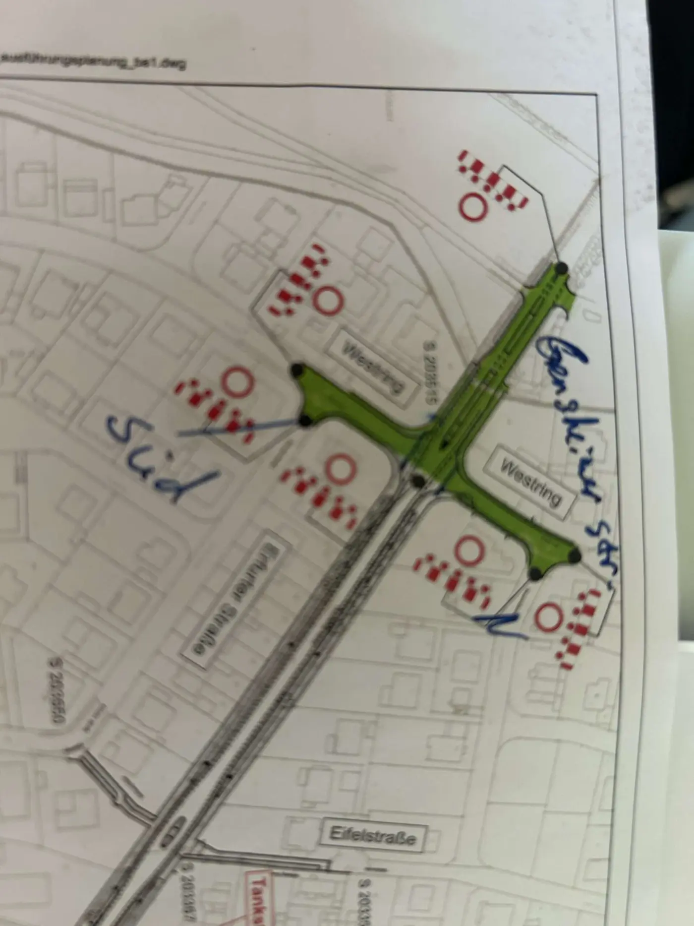 Lageplan Verkehrsführung Bauphase 2 Kreuzungsbereich Westring und Geinsheimer Straße