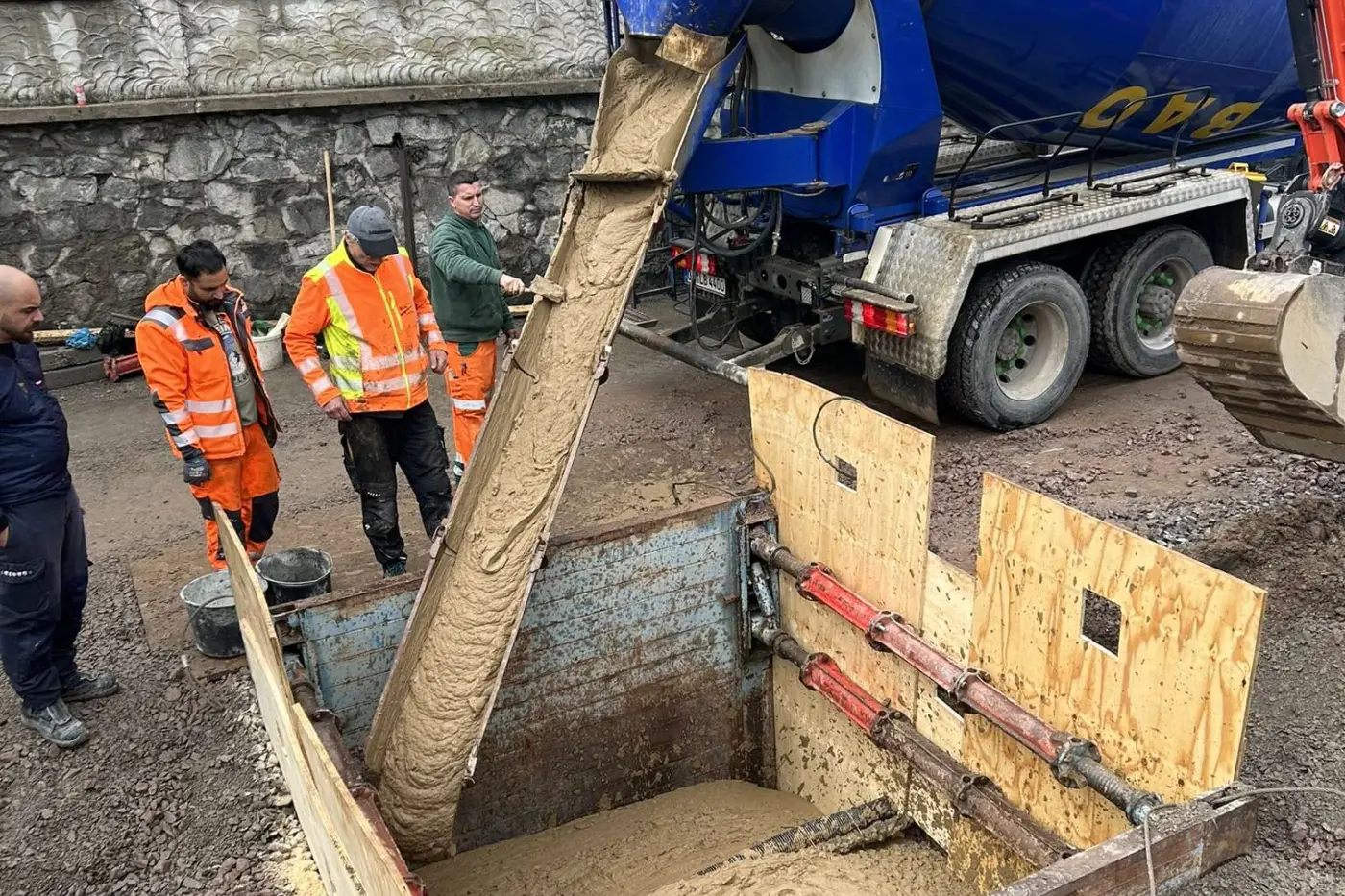 Verfüllung Gasleitung nach dem Pilgerschrittverfahren