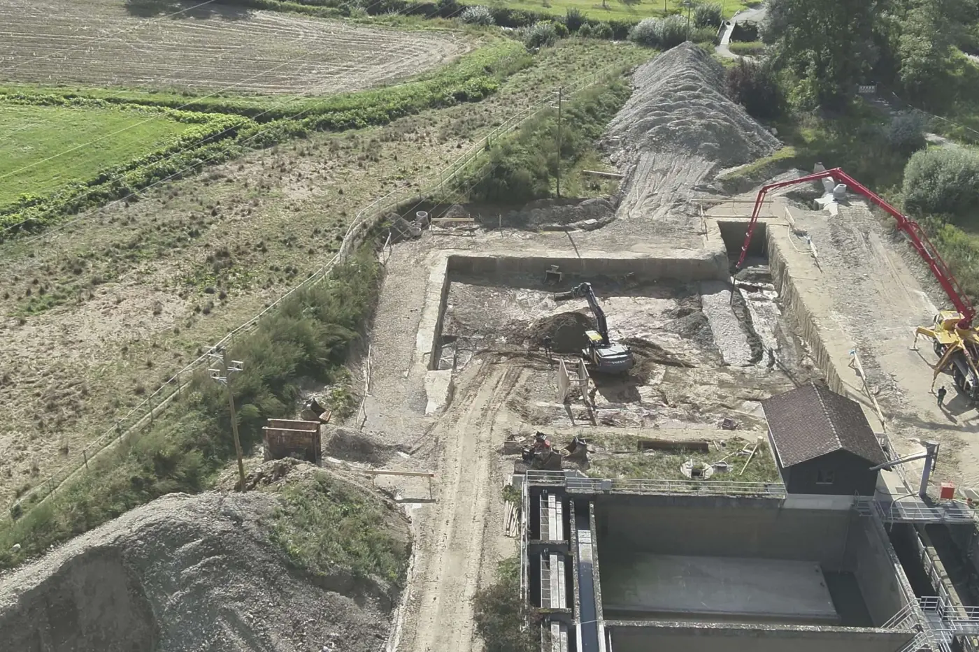 Drohnenaufnahme der Baustelle