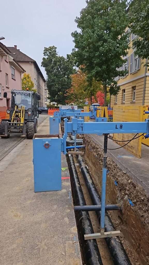 Setzen der Auftriebssicherung in Trasse e