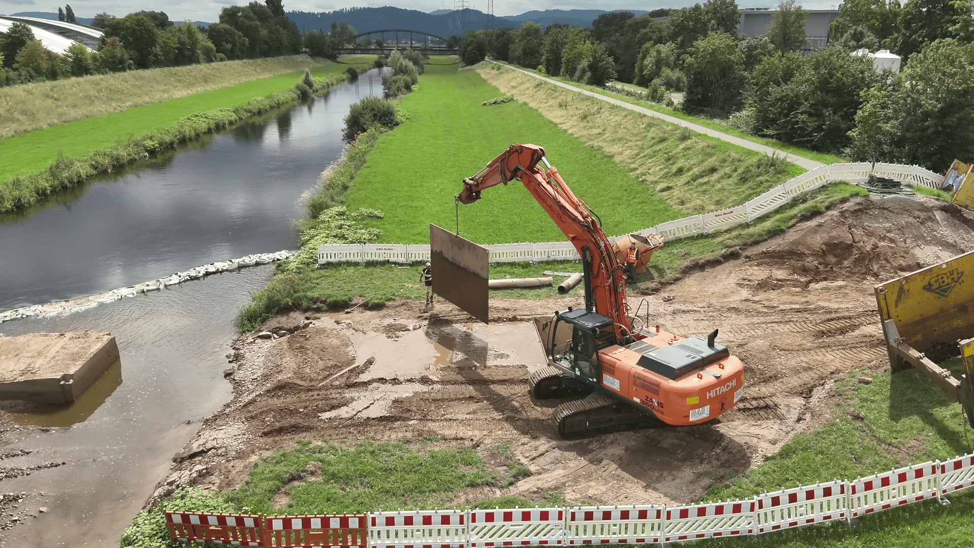 Erstellung Geoponton Westen ziehen Stahlplatten