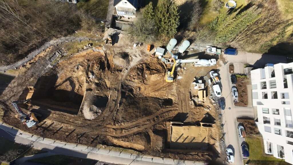 Gesamtüberblick der Baugrube RRS Flüssigboden herstellung