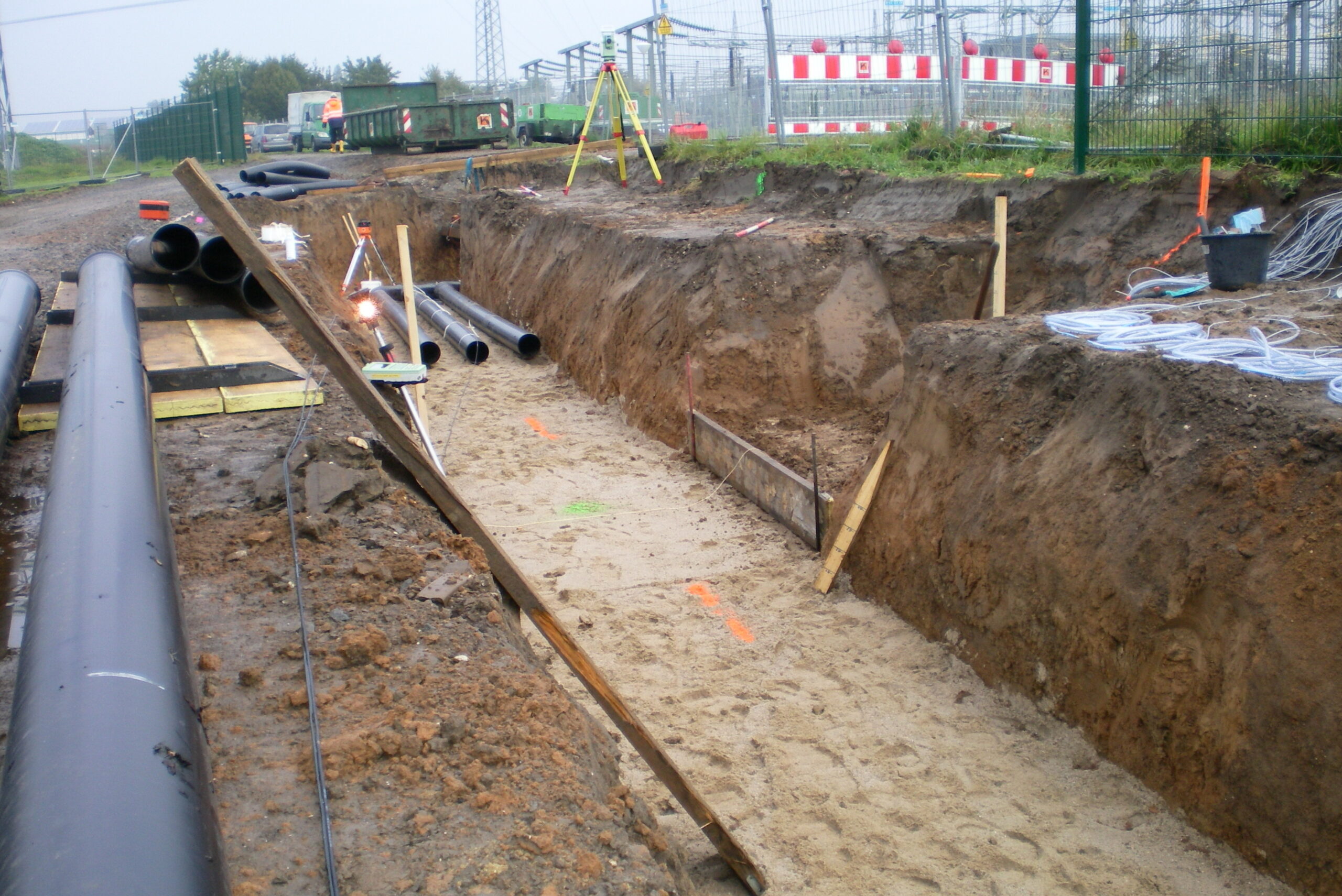 Start Einsanden erster Bettungsmaterialabschnitt Sand