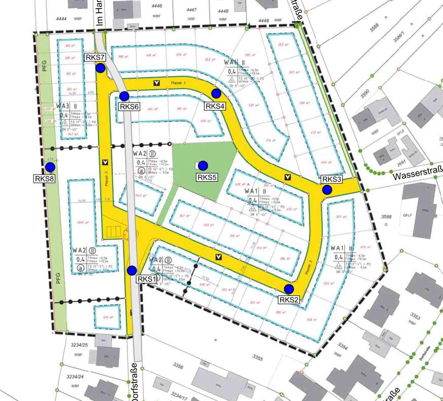 Lageplan Sondierungen Baugrundgutachten
