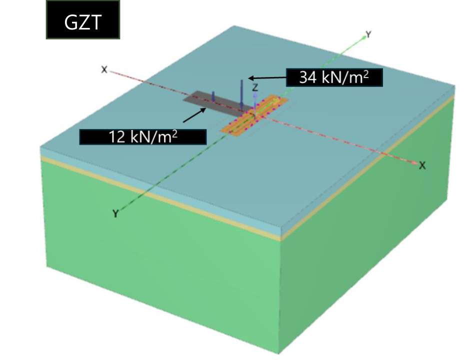 3D-FEM-Modell RSS-Geoponton als wasserdichtes Verbausystem PLAXIS 3D