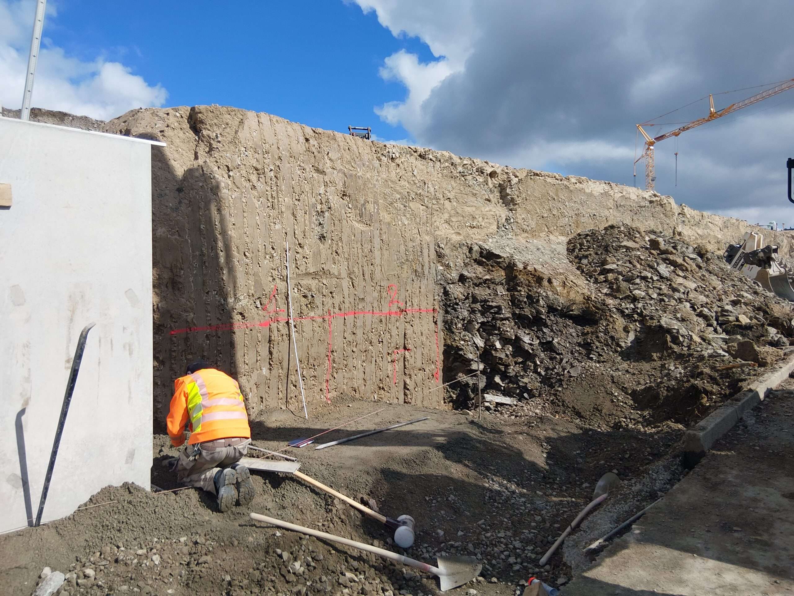 Setzen L-Steine vor RSS-Wand