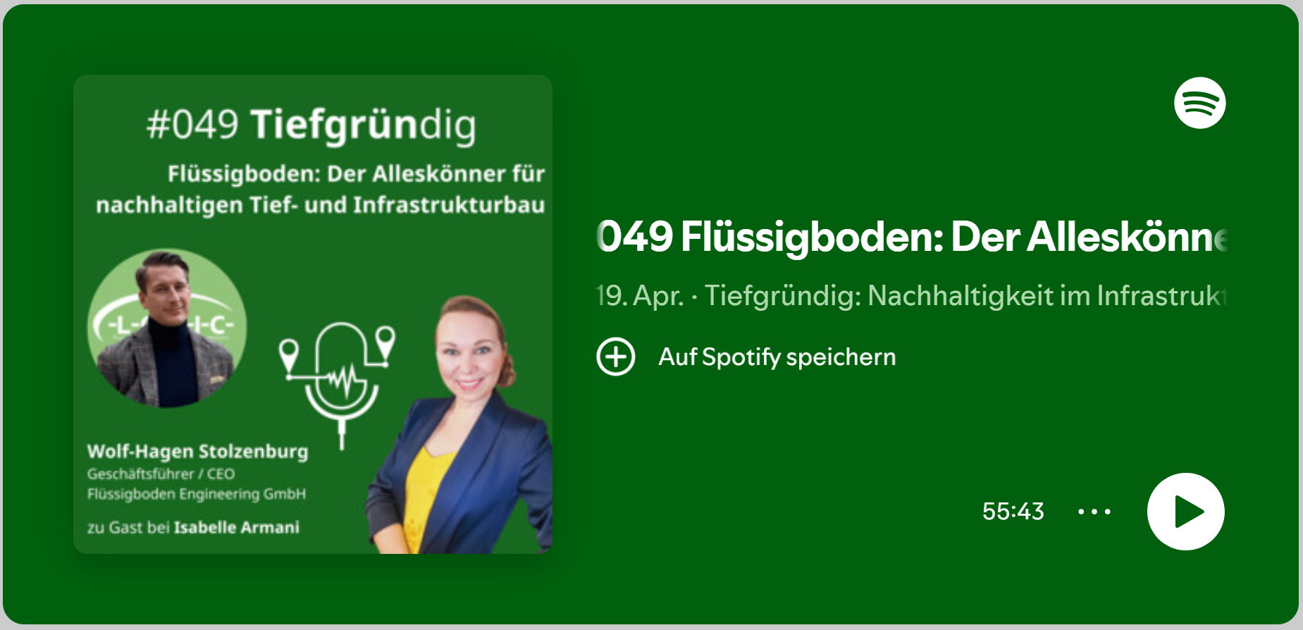 Musikplayer auf Spotify, zusehen ist die Ansicht der Podcastfolge